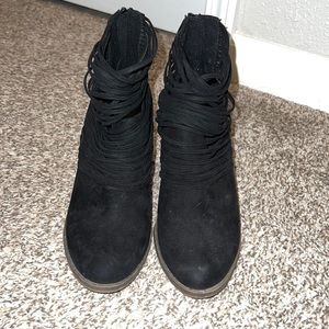 Black strappy booties